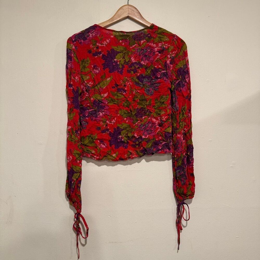 Urban Outfitters Georgie Surplice Blouse Floral Pink Size Small - Picture 8 of 8